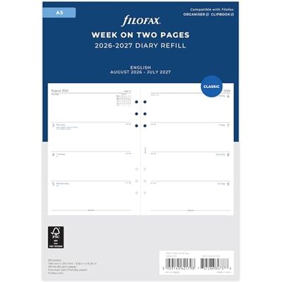 Filofax calendrier A5 WEEK ON TWO PAGES ENGLISH MID YEAR AUG 26 -JUL 27 - Publicité Filofax calendrier A5 WEEK ON TWO PAGES ENGLISH MID YEAR AUG 26 -JUL 27 - Publicité