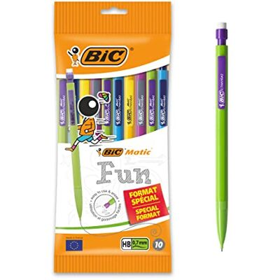 BIC Matic Fun Porte-Mines 0,7 mm HB Couleurs Assorties, Pochette de 10 - Publicité BIC Matic Fun Porte-Mines 0,7 mm HB Couleurs Assorties, Pochette de 10 - Publicité