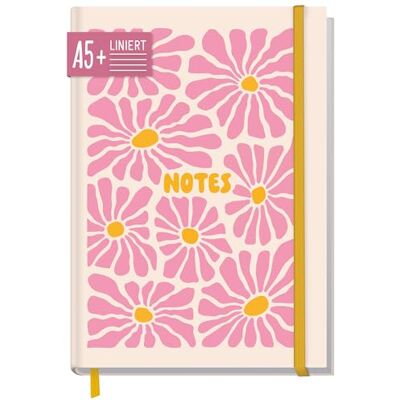 Häfft paper&you® Carnet A5+ ligné "Pink Flowers" Carnet de 156 pages lignées avec élastique, papier 100 g/m² – pour tenir un journal, prendre des notes - Publicité Häfft paper&you® Carnet A5+ ligné "Pink Flowers" Carnet de 156 pages lignées avec élastique, papier 100 g/m² – pour tenir un journal, prendre des notes - Publicité