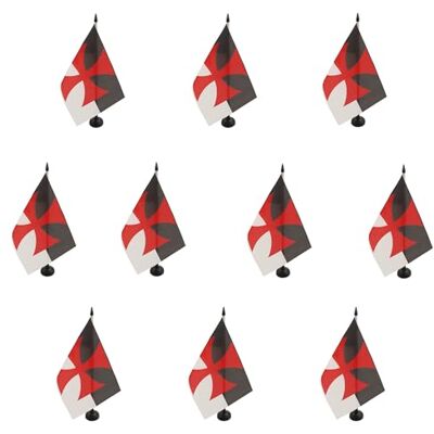 AZ FLAG Lot de 10 Drapeau De Table Templiers Baussant 21x14cm 10 Petits Drapeaux Ordre Du Temple Beaucent De Bureau 100% Polyester Avec Hampe De 25cm Et Socle En Plastique Noir - Publicité AZ FLAG Lot de 10 Drapeau De Table Templiers Baussant 21x14cm 10 Petits Drapeaux Ordre Du Temple Beaucent De Bureau 100% Polyester Avec Hampe De 25cm Et Socle En Plastique Noir - Publicité