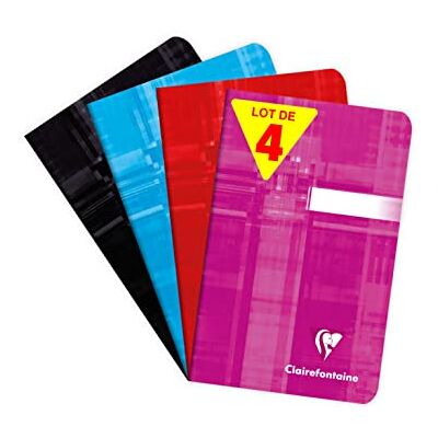 Clairefontaine 663592AMZC Lot 4 Carnets Agrafés 9x14 96p petits - Publicité Clairefontaine 663592AMZC Lot 4 Carnets Agrafés 9x14 96p petits - Publicité