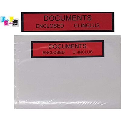 UNIVERS GRAPHIQUE 500 Pochettes porte-document ci-inclus format A6 (A4 plié en 4) adhésive transparente-imprimée documents ci/inclus-documents Enclosed. Pochette avec autocollant fort C6 petit colis,paquets - Publicité UNIVERS GRAPHIQUE 500 Pochettes porte-document ci-inclus format A6 (A4 plié en 4) adhésive transparente-imprimée documents ci/inclus-documents Enclosed. Pochette avec autocollant fort C6 petit colis,paquets - Publicité