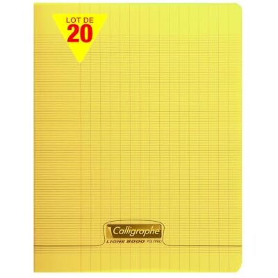 Calligraphe 18004Cpack Un lot de 20 Cahiers Agrafés Jaunes (une Marque de Clairefontaine) 17x22 cm 32 Pages Grands Carreaux Papier Blanc 90 g Couverture Polypro Transparent - Publicité Calligraphe 18004Cpack Un lot de 20 Cahiers Agrafés Jaunes (une Marque de Clairefontaine) 17x22 cm 32 Pages Grands Carreaux Papier Blanc 90 g Couverture Polypro Transparent - Publicité