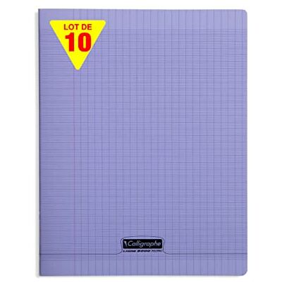 Calligraphe 18197C Un Paquet de 10 Cahiers Piqués (Gamme 8000 de Clairefontaine) 96 Pages 24X32 cm 90G Grands Carreaux, Couverture Polypro (Plastique), Violet - Publicité Calligraphe 18197C Un Paquet de 10 Cahiers Piqués (Gamme 8000 de Clairefontaine) 96 Pages 24X32 cm 90G Grands Carreaux, Couverture Polypro (Plastique), Violet - Publicité