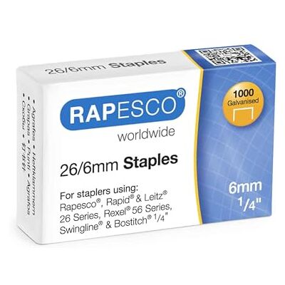 Rapesco S11661Z3 Agrafes Galvanisées 26/6mm (No.56), Lot de 1000 - Publicité Rapesco S11661Z3 Agrafes Galvanisées 26/6mm (No.56), Lot de 1000 - Publicité