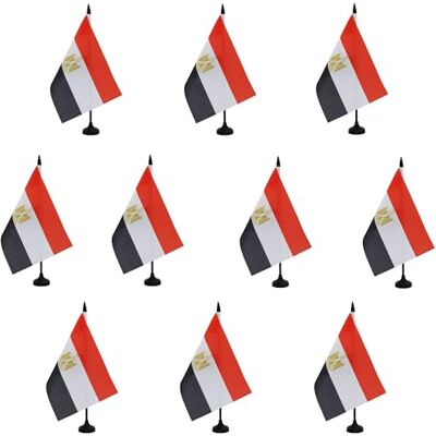 AZ FLAG Lot de 10 Drapeau De Table Egypte 21x14 cm 10 Petits Drapeaux Egyptien De Bureau 100% Polyester Avec Hampe De 25cm Et Socle En Plastique Noir - Publicité AZ FLAG Lot de 10 Drapeau De Table Egypte 21x14 cm 10 Petits Drapeaux Egyptien De Bureau 100% Polyester Avec Hampe De 25cm Et Socle En Plastique Noir - Publicité