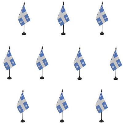 AZ FLAG Lot de 10 Drapeau De Table Québec 15x10 cm 10 Mini Drapeaux Québécois Canada De Bureau 100% Polyester Avec Hampe De 25cm Et Socle En Plastique Noir - Publicité AZ FLAG Lot de 10 Drapeau De Table Québec 15x10 cm 10 Mini Drapeaux Québécois Canada De Bureau 100% Polyester Avec Hampe De 25cm Et Socle En Plastique Noir - Publicité