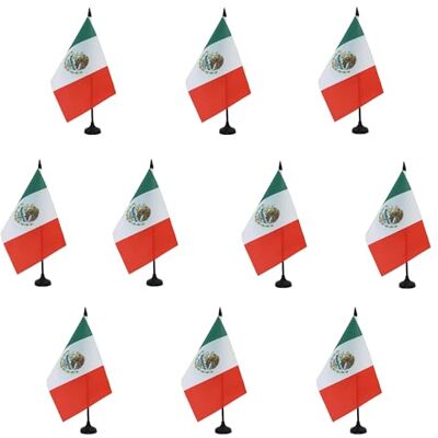 AZ FLAG Lot de 10 Drapeau De Table Mexique 21x14 cm 10 Petits Drapeaux Mexicain De Bureau 100% Polyester Avec Hampe De 25cm Et Socle En Plastique Noir - Publicité AZ FLAG Lot de 10 Drapeau De Table Mexique 21x14 cm 10 Petits Drapeaux Mexicain De Bureau 100% Polyester Avec Hampe De 25cm Et Socle En Plastique Noir - Publicité
