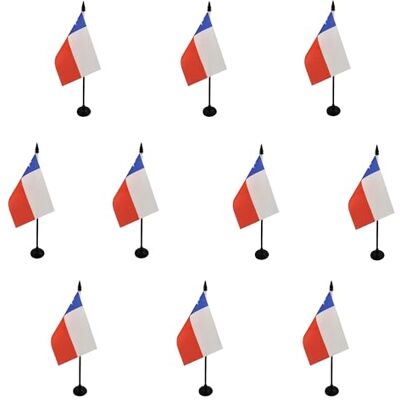 AZ FLAG Lot de 10 Drapeau De Table Chili 15x10 cm 10 Mini Drapeaux Chilien De Bureau 100% Polyester Avec Hampe De 25cm Et Socle En Plastique Noir - Publicité AZ FLAG Lot de 10 Drapeau De Table Chili 15x10 cm 10 Mini Drapeaux Chilien De Bureau 100% Polyester Avec Hampe De 25cm Et Socle En Plastique Noir - Publicité