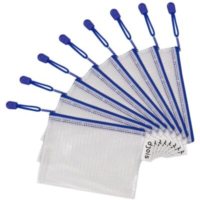 Djois Tarifold Fr 509061- Lot de 8 Pochettes Plastique Format A6 Zip, Fermeture éclair Document Chemises transparentes Dossier pour Bureaux, Voyage, école, Maison, Couleur Bleu - Publicité Djois Tarifold Fr 509061- Lot de 8 Pochettes Plastique Format A6 Zip, Fermeture éclair Document Chemises transparentes Dossier pour Bureaux, Voyage, école, Maison, Couleur Bleu - Publicité