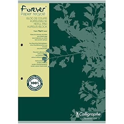 Calligraphe 17818C Un Bloc de Cours Encollé Grand Côté Forever Vert A4 21x29,7 cm 200 Pages Lignées avec Marge Papier 100 % Recyclé 70 g Couverture Recyclée - Publicité Calligraphe 17818C Un Bloc de Cours Encollé Grand Côté Forever Vert A4 21x29,7 cm 200 Pages Lignées avec Marge Papier 100 % Recyclé 70 g Couverture Recyclée - Publicité