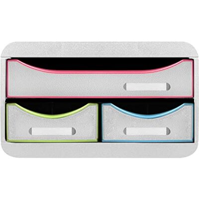 Exacompta Réf. 311913D SMALL-BOX MINI 3 tiroirs 1 tiroir pour documents au format A4+ 2 tiroirs fins pour les petits ustensiles dimensions 347 x 278 x 130 mm Blanc/arlequin/blanc - Publicité Exacompta Réf. 311913D SMALL-BOX MINI 3 tiroirs 1 tiroir pour documents au format A4+ 2 tiroirs fins pour les petits ustensiles dimensions 347 x 278 x 130 mm Blanc/arlequin/blanc - Publicité