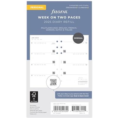 Filofax Semaine personnelle minimale sur deux pages 2025 - Publicité Filofax Semaine personnelle minimale sur deux pages 2025 - Publicité
