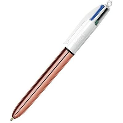 BIC 1 Stylo 4 Couleurs Corps Blanc/Vieux Rose Métallisé Encre : 4 Couleurs Classiques - Publicité BIC 1 Stylo 4 Couleurs Corps Blanc/Vieux Rose Métallisé Encre : 4 Couleurs Classiques - Publicité