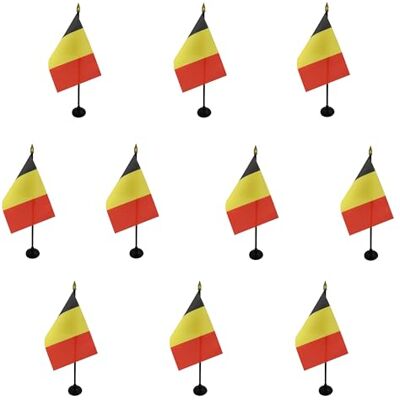AZ FLAG Lot de 10 Mini Drapeau Belgique De Table 15x10 cm 10 Drapeaux Belge De Bureau 100% Polyester Avec Hampe Point Dorée - Publicité AZ FLAG Lot de 10 Mini Drapeau Belgique De Table 15x10 cm 10 Drapeaux Belge De Bureau 100% Polyester Avec Hampe Point Dorée - Publicité
