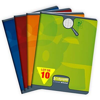 Calligraphe 108728C Lot de 10 Cahiers Agrafés (une Marque de Clairefontaine) 17x22 cm 140 Pages Grands Carreaux Papier Blanc 90 g Couverture Carte Recyclée Pelliculée Couleurs Aléatoires - Publicité Calligraphe 108728C Lot de 10 Cahiers Agrafés (une Marque de Clairefontaine) 17x22 cm 140 Pages Grands Carreaux Papier Blanc 90 g Couverture Carte Recyclée Pelliculée Couleurs Aléatoires - Publicité