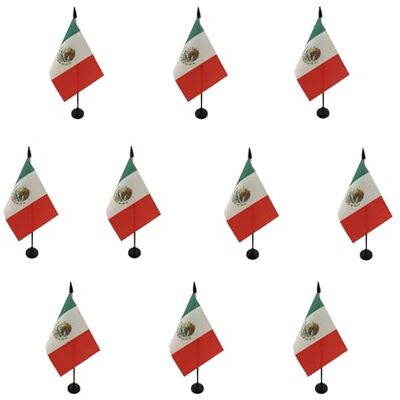 AZ FLAG Lot de 10 Drapeau De Table Mexique 15x10 cm 10 Mini Drapeaux Mexicain De Bureau 100% Polyester Avec Hampe De 25cm Et Socle En Plastique Noir - Publicité AZ FLAG Lot de 10 Drapeau De Table Mexique 15x10 cm 10 Mini Drapeaux Mexicain De Bureau 100% Polyester Avec Hampe De 25cm Et Socle En Plastique Noir - Publicité
