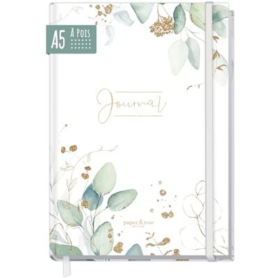 Häfft paper&you® Journal A5 dotted Carnet à points "feuille d´or" 156 pages numérotées à points, élastique et ruban marque-page , faire des croquis, faire des liste - Publicité Häfft paper&you® Journal A5 dotted Carnet à points "feuille d´or" 156 pages numérotées à points, élastique et ruban marque-page , faire des croquis, faire des liste - Publicité