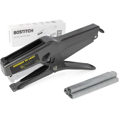 Bostitch Office B8 Pince agrafeuse robuste avec 1250 agrafes de 6,35 mm – 45 feuilles sans bourrage – Agrafeuse industrielle en métal à bande complète – Capacité d'agrafes de 210 agrafes – Pour carton - Publicité Bostitch Office B8 Pince agrafeuse robuste avec 1250 agrafes de 6,35 mm – 45 feuilles sans bourrage – Agrafeuse industrielle en métal à bande complète – Capacité d'agrafes de 210 agrafes – Pour carton - Publicité