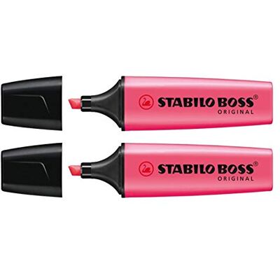 Marqueur STABILO BOSS ORIGINAL - Rose, Pointe en V - Publicité Marqueur STABILO BOSS ORIGINAL - Rose, Pointe en V - Publicité