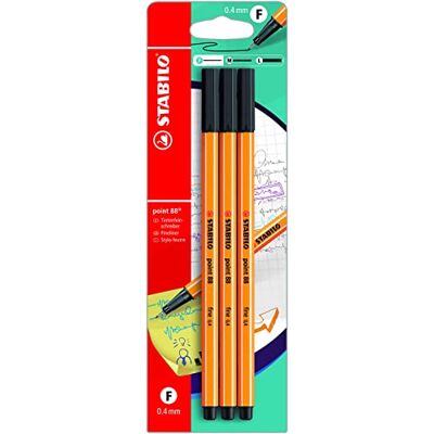 Stabilo Point 88 fineliner noir - 3 pièces - Publicité Stabilo Point 88 fineliner noir - 3 pièces - Publicité