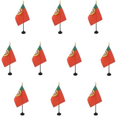 AZ FLAG Lot de 10 Mini Drapeau Portugal De Table 15x10 cm 10 Drapeaux Portugais De Bureau 100% Polyester Avec Hampe Point Dorée - Publicité AZ FLAG Lot de 10 Mini Drapeau Portugal De Table 15x10 cm 10 Drapeaux Portugais De Bureau 100% Polyester Avec Hampe Point Dorée - Publicité