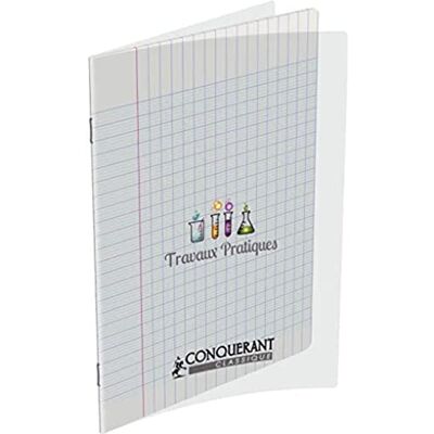 CONQUERANT Cahier de Travaux Pratiques 17x22cm Grands Carreaux Seyès/Uni Blanc 64 Pages Agrafées Couverture Polypro Incolore - Publicité CONQUERANT Cahier de Travaux Pratiques 17x22cm Grands Carreaux Seyès/Uni Blanc 64 Pages Agrafées Couverture Polypro Incolore - Publicité