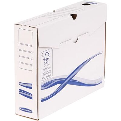 BANKERS BOX Fellowes Basic Lot de 25 Boîtes d'archives A4 8 cm Bleu/Blanc - Publicité BANKERS BOX Fellowes Basic Lot de 25 Boîtes d'archives A4 8 cm Bleu/Blanc - Publicité
