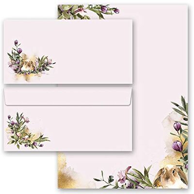 Paper-Media Set complet de 40 pièces Papeterie de Pâques, NID DE FLEURS 20 feuilles de papier à lettres et 20 enveloppes DIN LONG sans fenêtre - Publicité Paper-Media Set complet de 40 pièces Papeterie de Pâques, NID DE FLEURS 20 feuilles de papier à lettres et 20 enveloppes DIN LONG sans fenêtre - Publicité