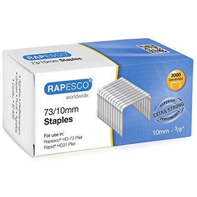 Rapesco 1260 Agrafes Galvanisées Résistantes de Type 73/10 mm, Lot de 2000 - Publicité Rapesco 1260 Agrafes Galvanisées Résistantes de Type 73/10 mm, Lot de 2000 - Publicité