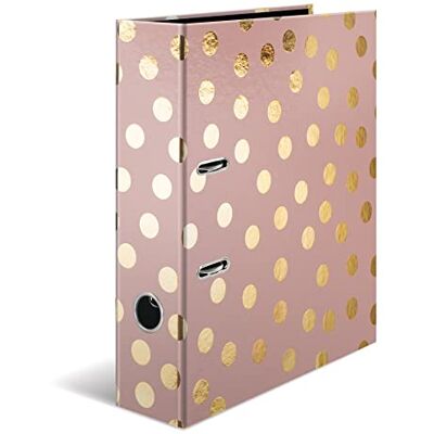 HERMA Motif classeur à levier A4 Fashion & Style Dots, dos de 7 cm, en carton robuste, imprimé entièrement à l'extérieur et finition pelliculée dorée - Publicité HERMA Motif classeur à levier A4 Fashion & Style Dots, dos de 7 cm, en carton robuste, imprimé entièrement à l'extérieur et finition pelliculée dorée - Publicité