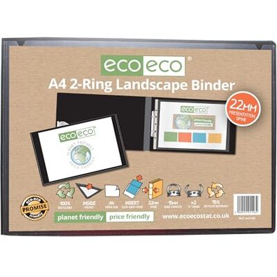 eco-eco Ec0146 Classeur de présentation A4 95% recyclé Dos 22 mm 2 anneaux Noir - Publicité eco-eco Ec0146 Classeur de présentation A4 95% recyclé Dos 22 mm 2 anneaux Noir - Publicité
