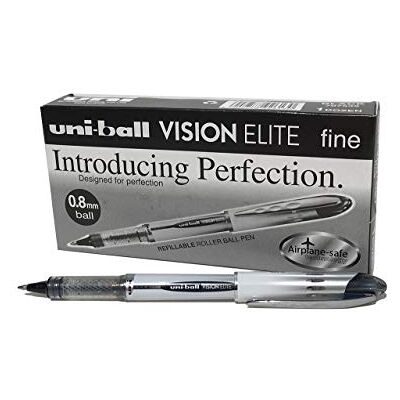 uni-ball Uni Mitsubishi Pencil 12 Stylos Vision Elite UB200 Airplane Safe Stylo Roller Encre Liquide Pointe 0,8 mm Écriture Medium Stylos Noirs - Publicité uni-ball Uni Mitsubishi Pencil 12 Stylos Vision Elite UB200 Airplane Safe Stylo Roller Encre Liquide Pointe 0,8 mm Écriture Medium Stylos Noirs - Publicité