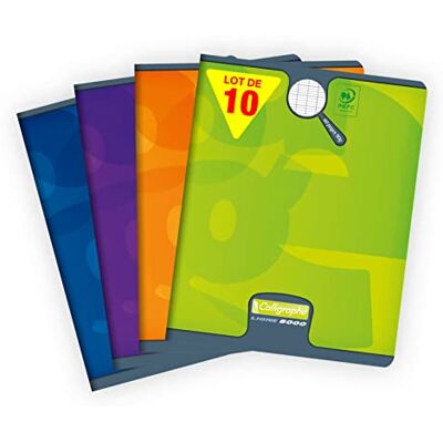 Calligraphe 108715C Lot de 10 Cahiers Agrafés (une Marque de Clairefontaine) 17x22 cm 60 Pages Grands Carreaux Papier Blanc 90 g Couverture Carte Offset Couleurs Aléatoires - Publicité Calligraphe 108715C Lot de 10 Cahiers Agrafés (une Marque de Clairefontaine) 17x22 cm 60 Pages Grands Carreaux Papier Blanc 90 g Couverture Carte Offset Couleurs Aléatoires - Publicité