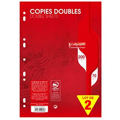 Calligraphe 5616AMZC Lot de 2 Paquets de Copies Doubles Perforées sous film (une Marque de Clairefontaine) A4 21x29,7 cm 200 Pages Petits Carreaux Papier 70 g - Publicité Calligraphe 5616AMZC Lot de 2 Paquets de Copies Doubles Perforées sous film (une Marque de Clairefontaine) A4 21x29,7 cm 200 Pages Petits Carreaux Papier 70 g - Publicité