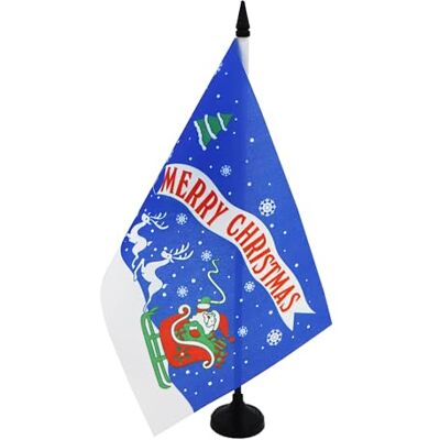 AZ FLAG Drapeau De Table Joyeux Noel Bleu 21x14 cm Petit Drapeau Merry Christmas De Bureau 100% Polyester Avec Hampe De 25cm Et Socle En Plastique Noir - Publicité AZ FLAG Drapeau De Table Joyeux Noel Bleu 21x14 cm Petit Drapeau Merry Christmas De Bureau 100% Polyester Avec Hampe De 25cm Et Socle En Plastique Noir - Publicité
