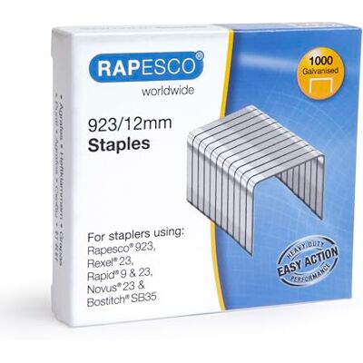 Rapesco 1238 Agrafes Galvanisées Résistantes Type 923/12 mm, Lot de 1000 - Publicité Rapesco 1238 Agrafes Galvanisées Résistantes Type 923/12 mm, Lot de 1000 - Publicité