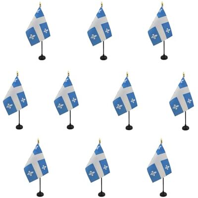 AZ FLAG Lot de 10 Mini Drapeau Québec De Table 15x10 cm 10 Drapeaux Québécois Canada De Bureau 100% Polyester Avec Hampe Point Dorée - Publicité AZ FLAG Lot de 10 Mini Drapeau Québec De Table 15x10 cm 10 Drapeaux Québécois Canada De Bureau 100% Polyester Avec Hampe Point Dorée - Publicité