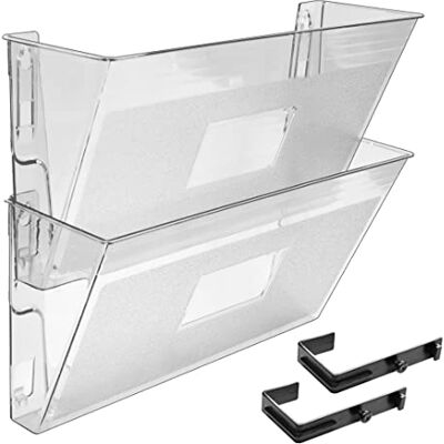 Acrimet Organisateur Mural pour Dossiers Modulaires en Plastique, format Lettre A4 (crochets inclus) (Couleur Transparent) (Lot de 2) - Publicité Acrimet Organisateur Mural pour Dossiers Modulaires en Plastique, format Lettre A4 (crochets inclus) (Couleur Transparent) (Lot de 2) - Publicité