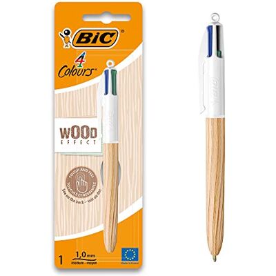 BIC Stylo 4 couleurs corps texture bois blister 1 unité - Publicité BIC Stylo 4 couleurs corps texture bois blister 1 unité - Publicité