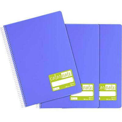 Grafoplás 98527664. ColorNote Lot de 3 carnets de feuilles blanches, A4, couvertures en polypropylène lavande, certifié FSC, série ColorNote - Publicité Grafoplás 98527664. ColorNote Lot de 3 carnets de feuilles blanches, A4, couvertures en polypropylène lavande, certifié FSC, série ColorNote - Publicité