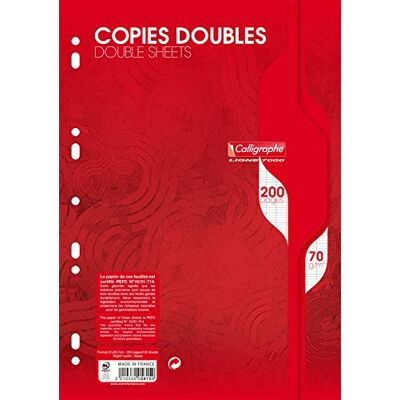 Calligraphe 5615C Un Paquet de Copies Doubles Perforées sous Film (une Marque de Clairefontaine) A4 21x29,7 cm 200 Pages Grands Carreaux Papier 70 g - Publicité Calligraphe 5615C Un Paquet de Copies Doubles Perforées sous Film (une Marque de Clairefontaine) A4 21x29,7 cm 200 Pages Grands Carreaux Papier 70 g - Publicité