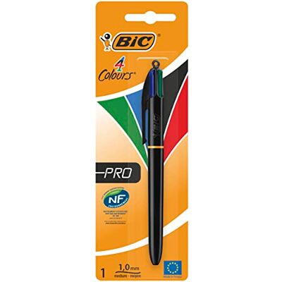 BIC 4 Couleurs Pro Stylos-Bille Rétractable Pointe Moyenne (1,0 mm) Blister de 1 - Publicité BIC 4 Couleurs Pro Stylos-Bille Rétractable Pointe Moyenne (1,0 mm) Blister de 1 - Publicité