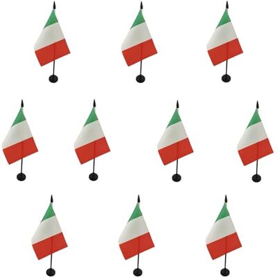 AZ FLAG Lot de 10 Drapeau De Table Italie 15x10 cm 10 Mini Drapeaux Italien De Bureau 100% Polyester Avec Hampe De 25cm Et Socle En Plastique Noir - Publicité AZ FLAG Lot de 10 Drapeau De Table Italie 15x10 cm 10 Mini Drapeaux Italien De Bureau 100% Polyester Avec Hampe De 25cm Et Socle En Plastique Noir - Publicité