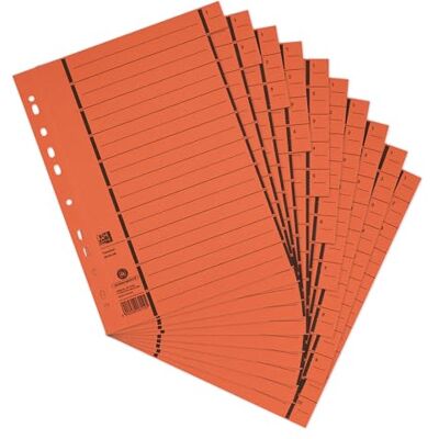 Oxford Elba Intercalaires Référence 06456og perforé numérotées 1–10 doublé Motif en carton recyclé orange Lot de 100 - Publicité Oxford Elba Intercalaires Référence 06456og perforé numérotées 1–10 doublé Motif en carton recyclé orange Lot de 100 - Publicité