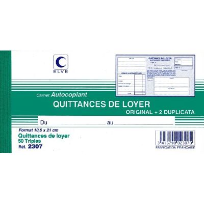 Elve CARNET 'QUITTANCES DE LOYER' 105X210 50/3+0 (/10) - Publicité Elve CARNET 'QUITTANCES DE LOYER' 105X210 50/3+0 (/10) - Publicité