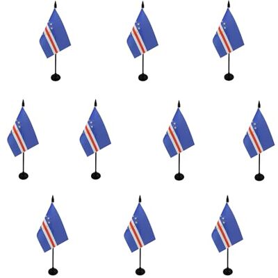 AZ FLAG Lot de 10 Drapeaux de Table Cap Vert 15x10 cm Socle Plastique Usage intérieur Drapeau de bureau cap-verdien Cabo Verde finition cousue et bords renforcés polyester 100D - Publicité AZ FLAG Lot de 10 Drapeaux de Table Cap Vert 15x10 cm Socle Plastique Usage intérieur Drapeau de bureau cap-verdien Cabo Verde finition cousue et bords renforcés polyester 100D - Publicité