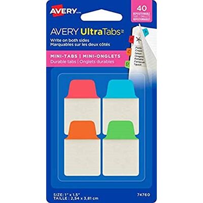 Avery Sachet de 40 mini marque-pages autocollants (Rouge, Bleu, Orange, Vert), Format 25,4 mm - Publicité Avery Sachet de 40 mini marque-pages autocollants (Rouge, Bleu, Orange, Vert), Format 25,4 mm - Publicité