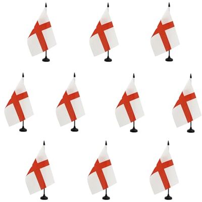 AZ FLAG Lot de 10 Drapeau De Table Angleterre 21x14 cm 10 Petits Drapeaux Anglais De Bureau 100% Polyester Avec Hampe De 25cm Et Socle En Plastique Noir - Publicité AZ FLAG Lot de 10 Drapeau De Table Angleterre 21x14 cm 10 Petits Drapeaux Anglais De Bureau 100% Polyester Avec Hampe De 25cm Et Socle En Plastique Noir - Publicité