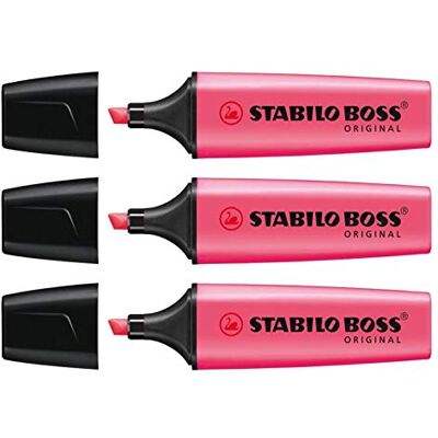 Marqueur STABILO BOSS ORIGINAL - Rose, Pointe en V - Publicité Marqueur STABILO BOSS ORIGINAL - Rose, Pointe en V - Publicité